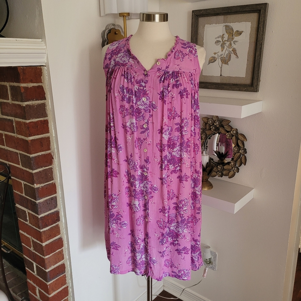 April Cornell Victorian Rose Big Girls Dress in lavender floral print 11/12